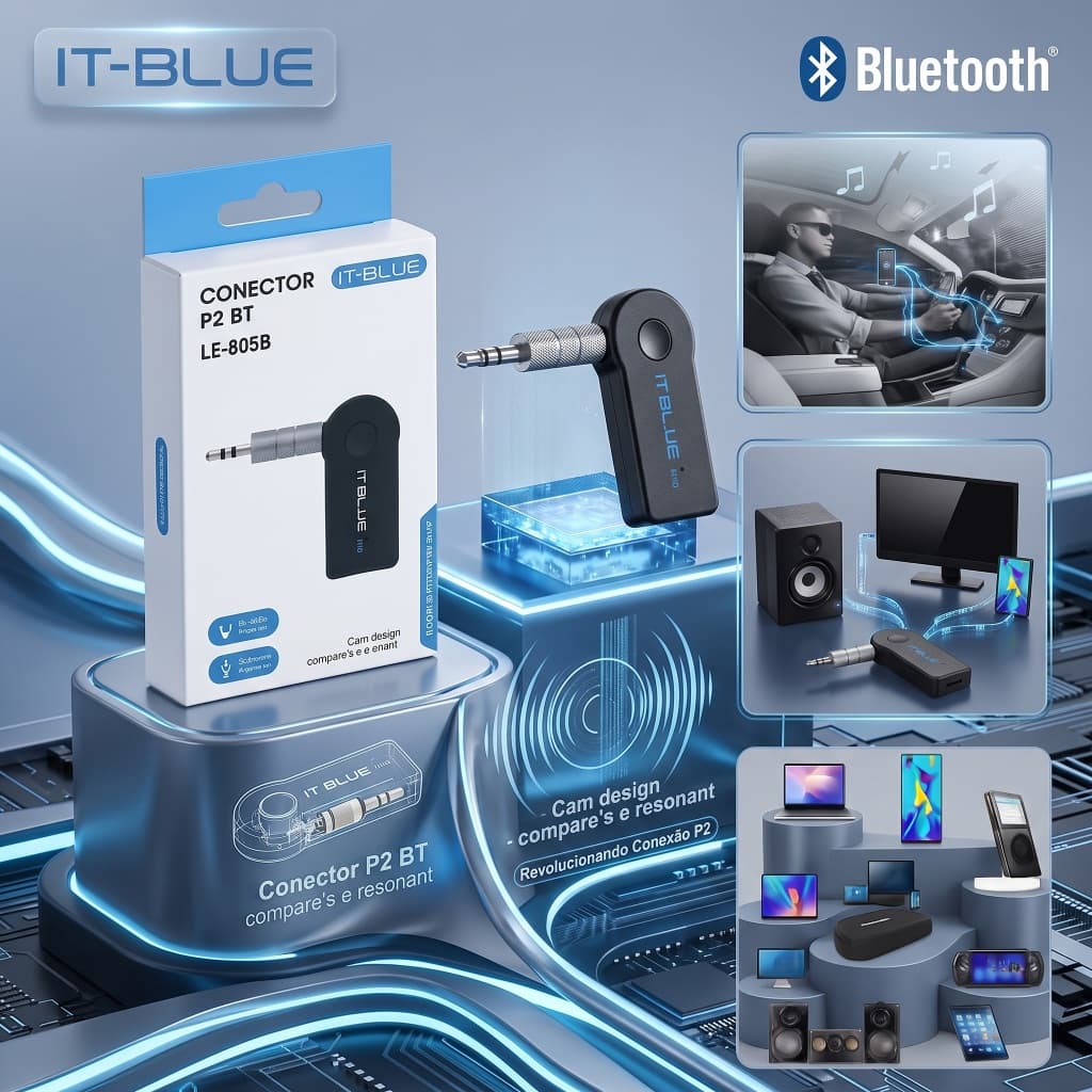 Adaptador Bluetooth P2 LE-805B Receptor Áudio USB AUX Carro Sem Fio Música Chamadas