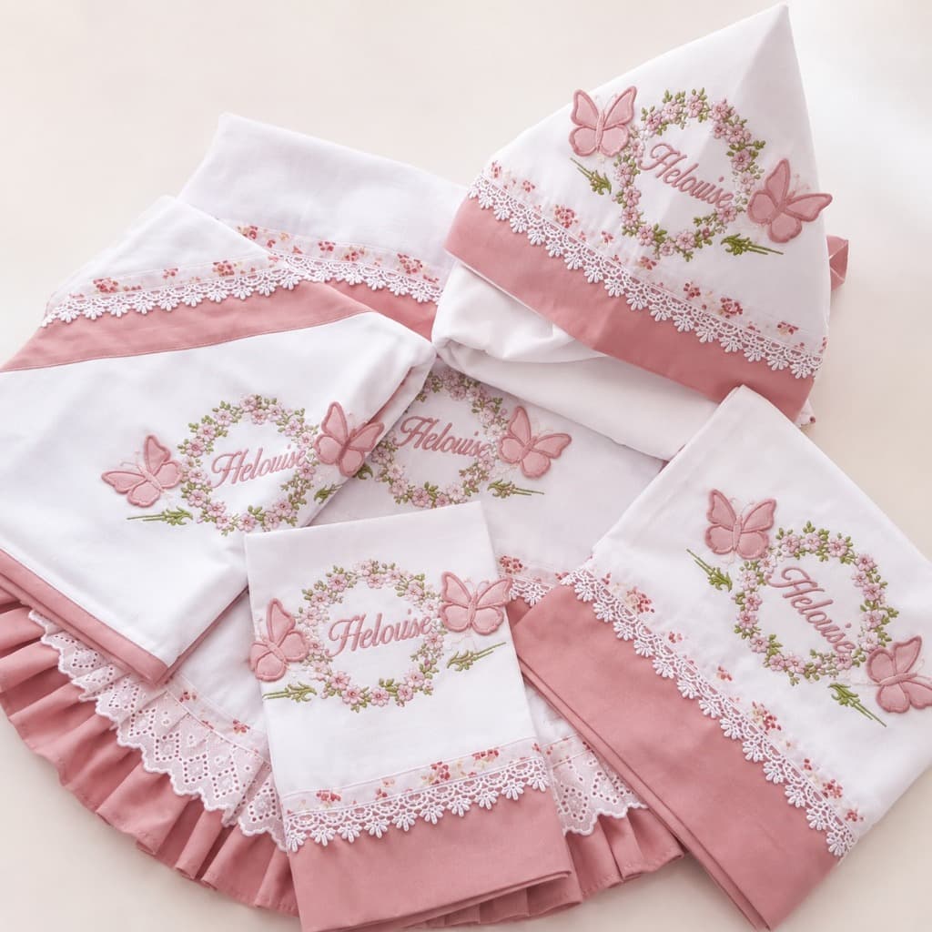 Kit Maternidade 4 peças Bordadas Manta, Toalha, Fralda Passeio e Fralda de Boca Personalizadas