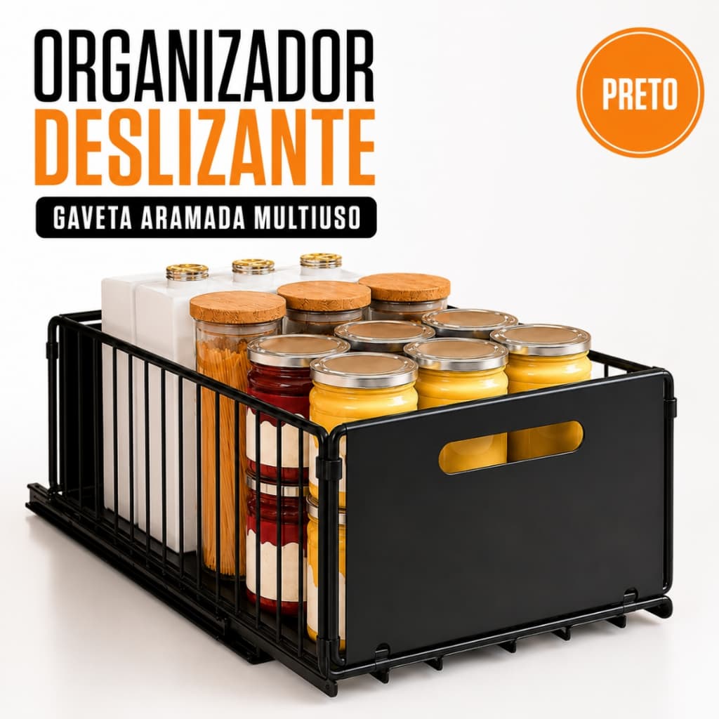 Organizador Deslizante Armário Cozinha Gaveta Puxador Potes Mantimentos Utensílios Despensa Casa Lar