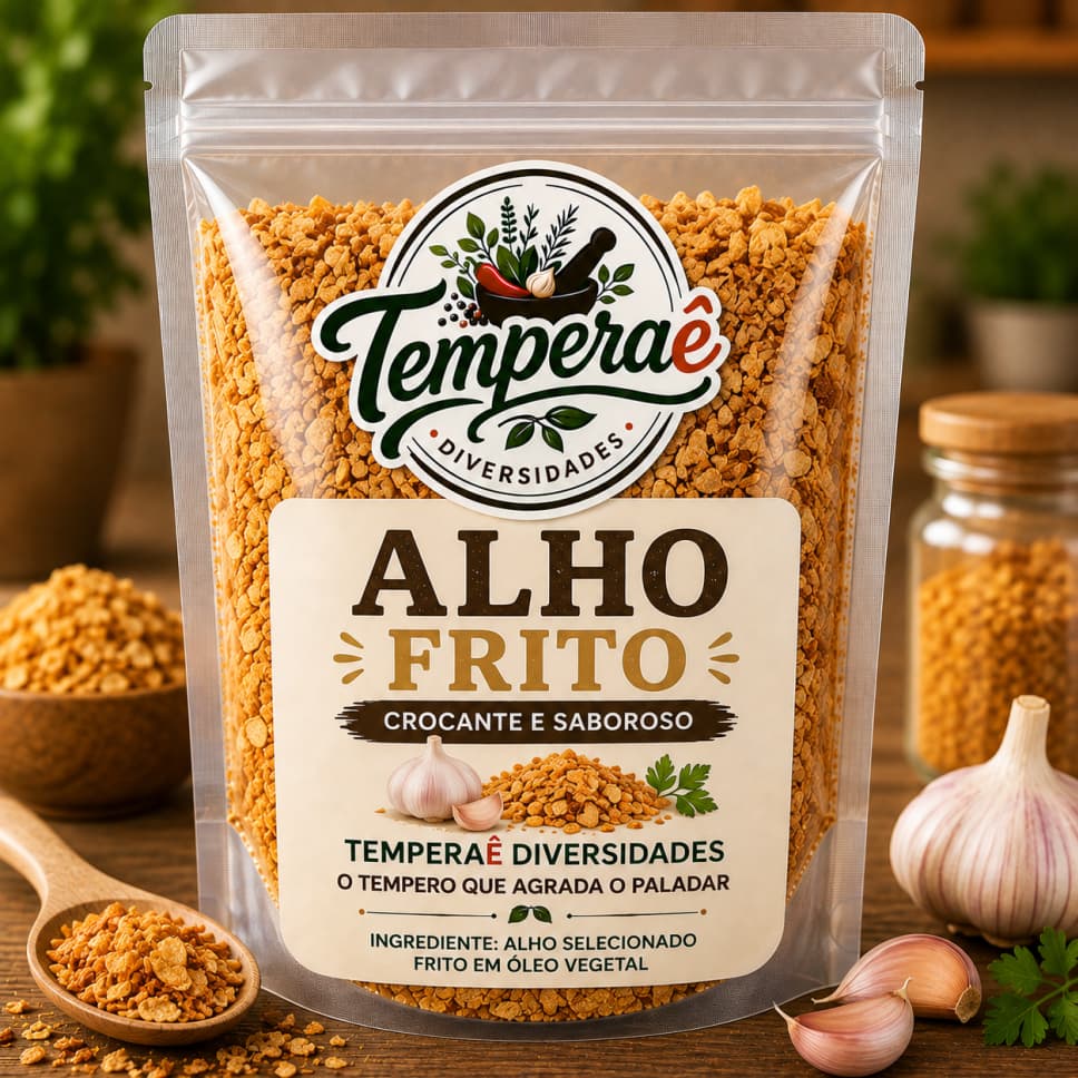 Alho Frito Granulado Tempero Natural E Especiarias Para Comida Sem Conservantes