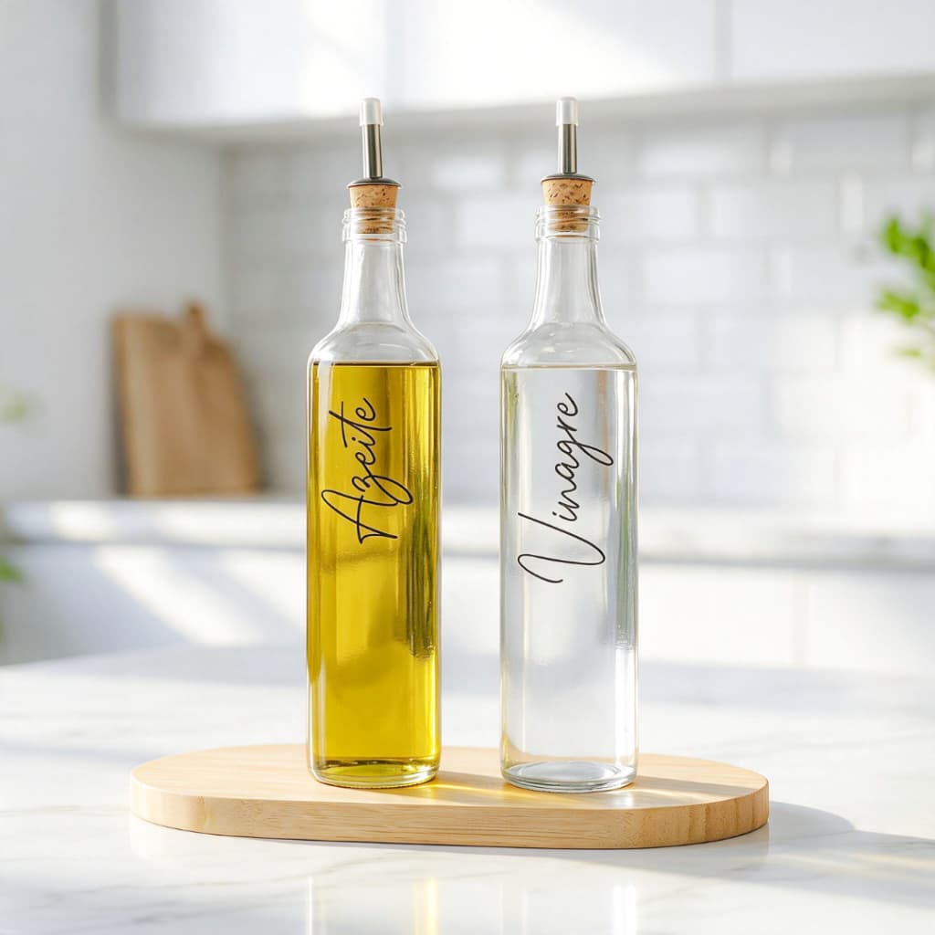 Kit 2 Galheteiros 525ml com Bico Dosador Cortiça | Azeiteiro / Vinagreiro / Dispensador de Óleo