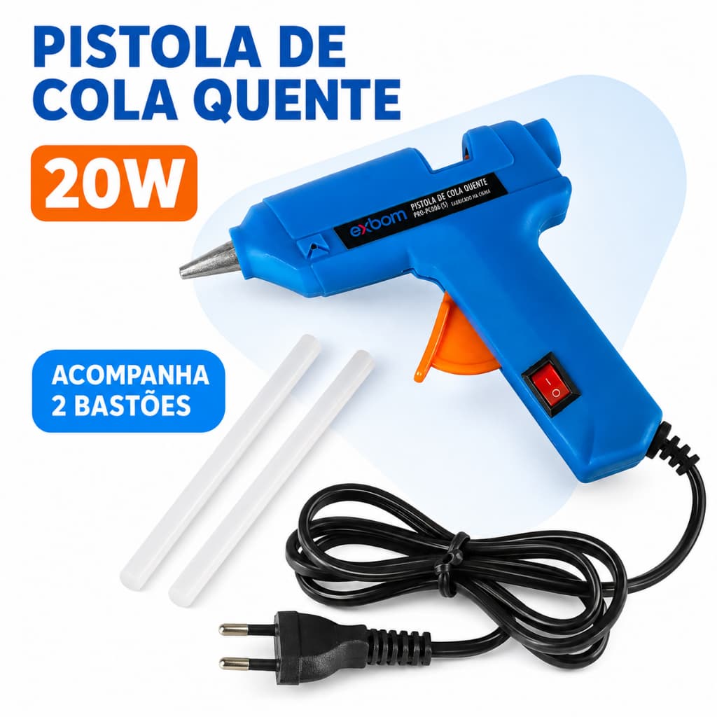 Pistola Cola Quente 20W Bivolt 127/220V Profissional Artesanato Reparo