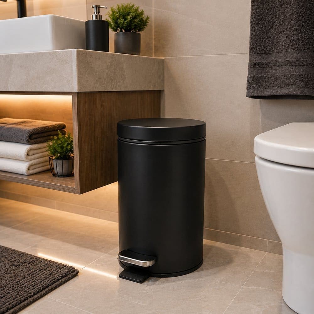 Lixeira com Pedal 3 Litros Preta – Compacta, Prática e Funcional