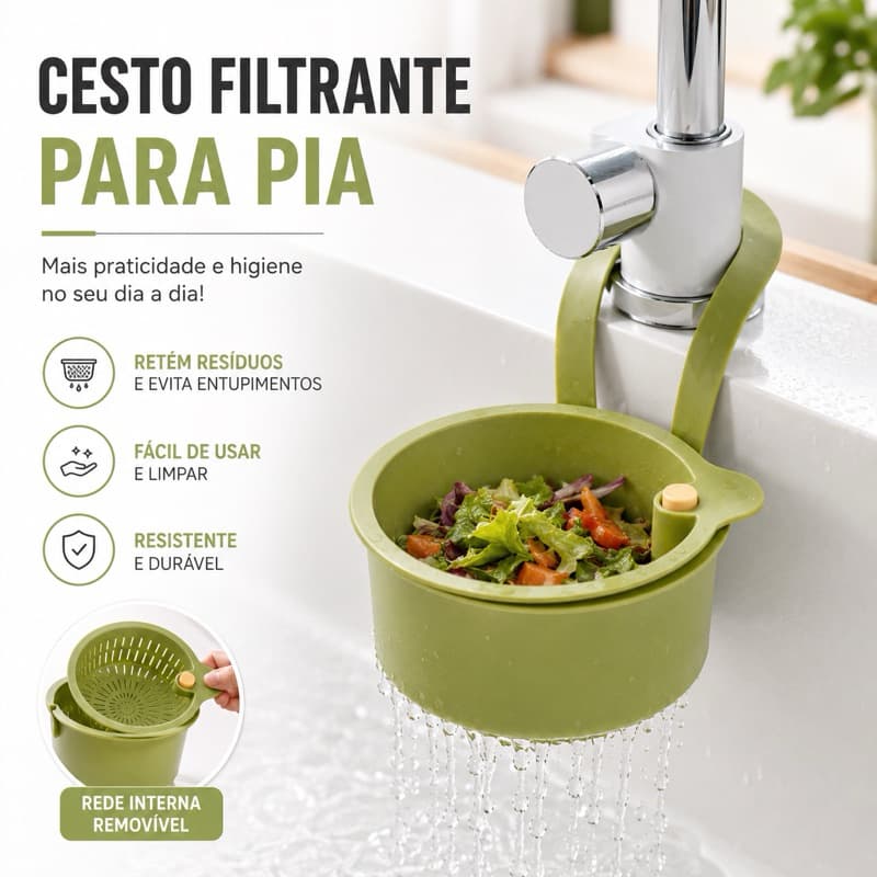 Cesto Filtro Coador Tela Pia Sortido 11x6 Para Lixo Removível Resistente