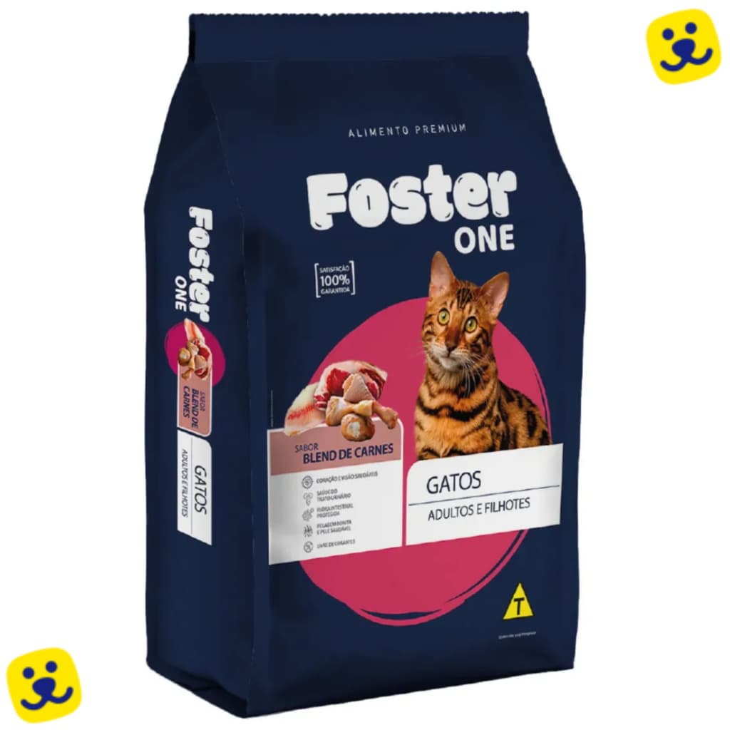 Ração Gato Ração Foster Adultos Filhotes Foster One Blend Sabor Carne Ração Gato 10,1kg