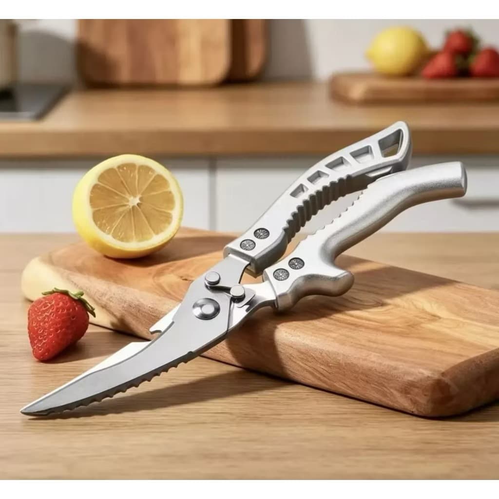 Tesoura Profissional de Cozinha 7 em 1  Inox  para Frango Legumes Carnes Aves