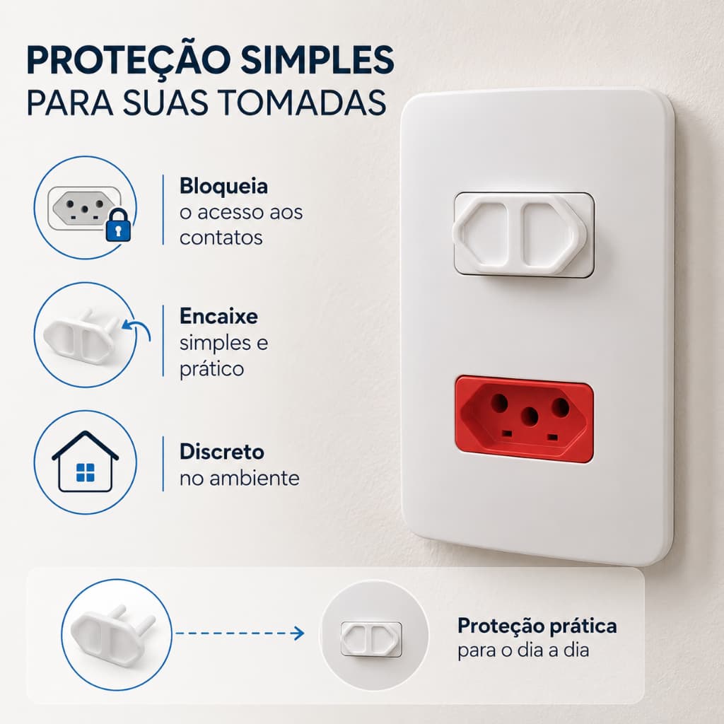 Kit 20 Un Protetor de Tomada Infantil Segurança para Bebês