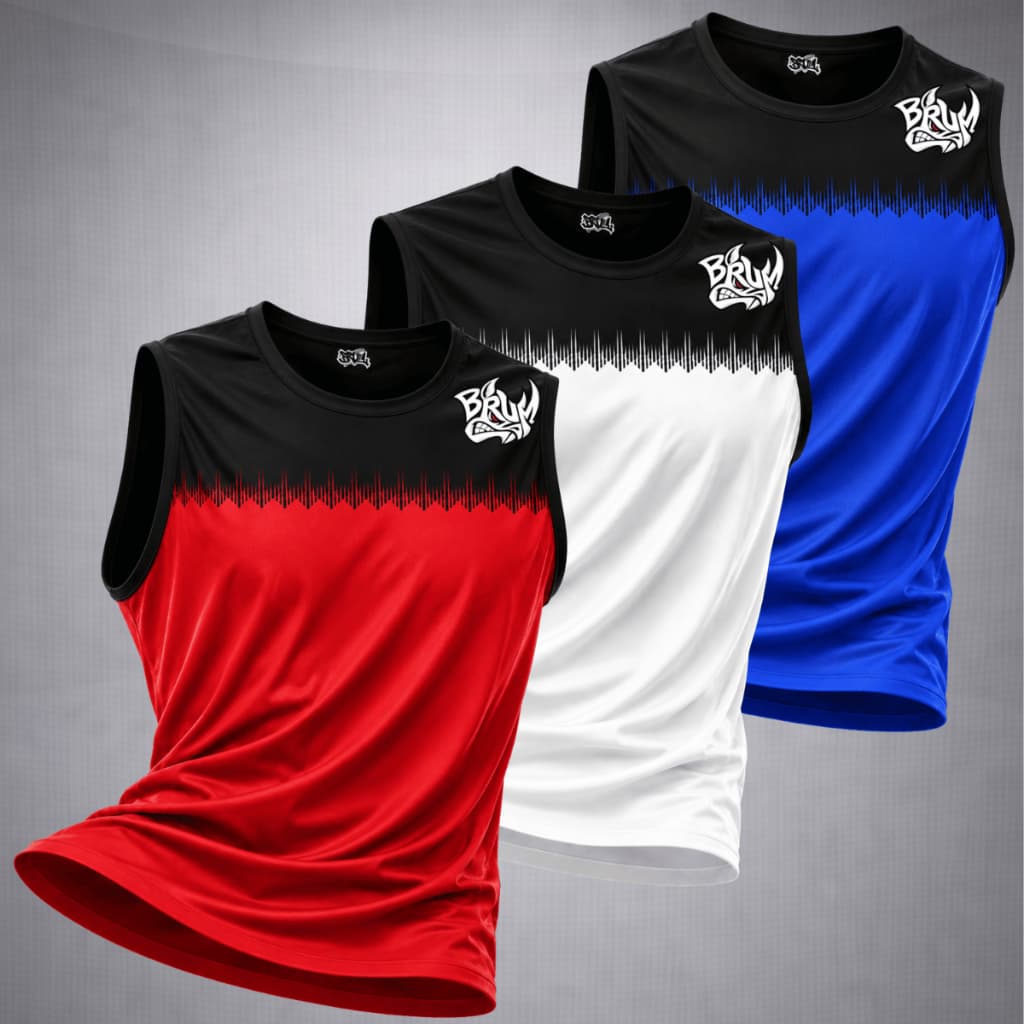 KIT 3 Camiseta Regata Dry Fit Masculina Fitness Academia Treino Corrida Crossfit