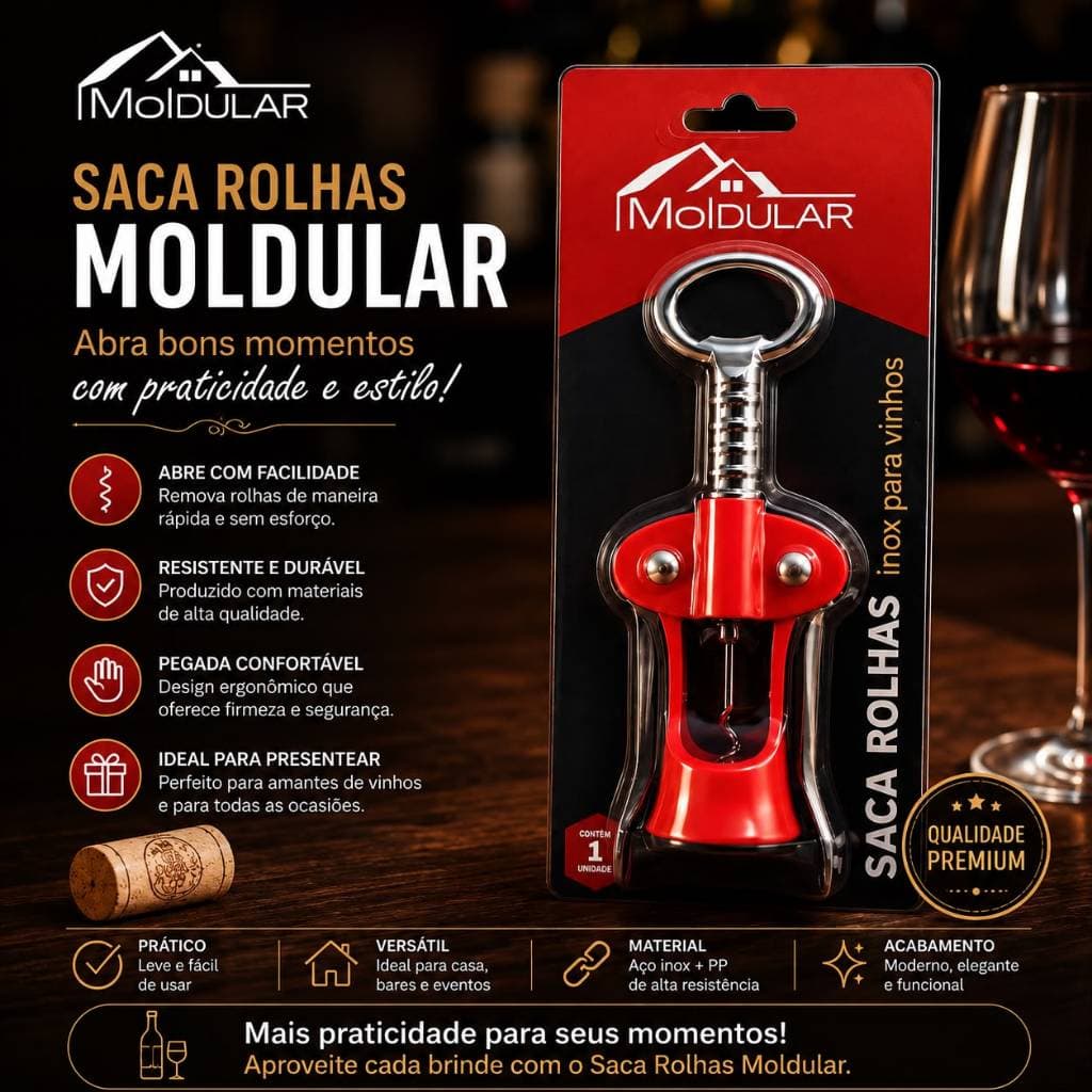 Saca-Rolhas para Vinhos Moldular – Modelo Borboleta com Alavancas.
