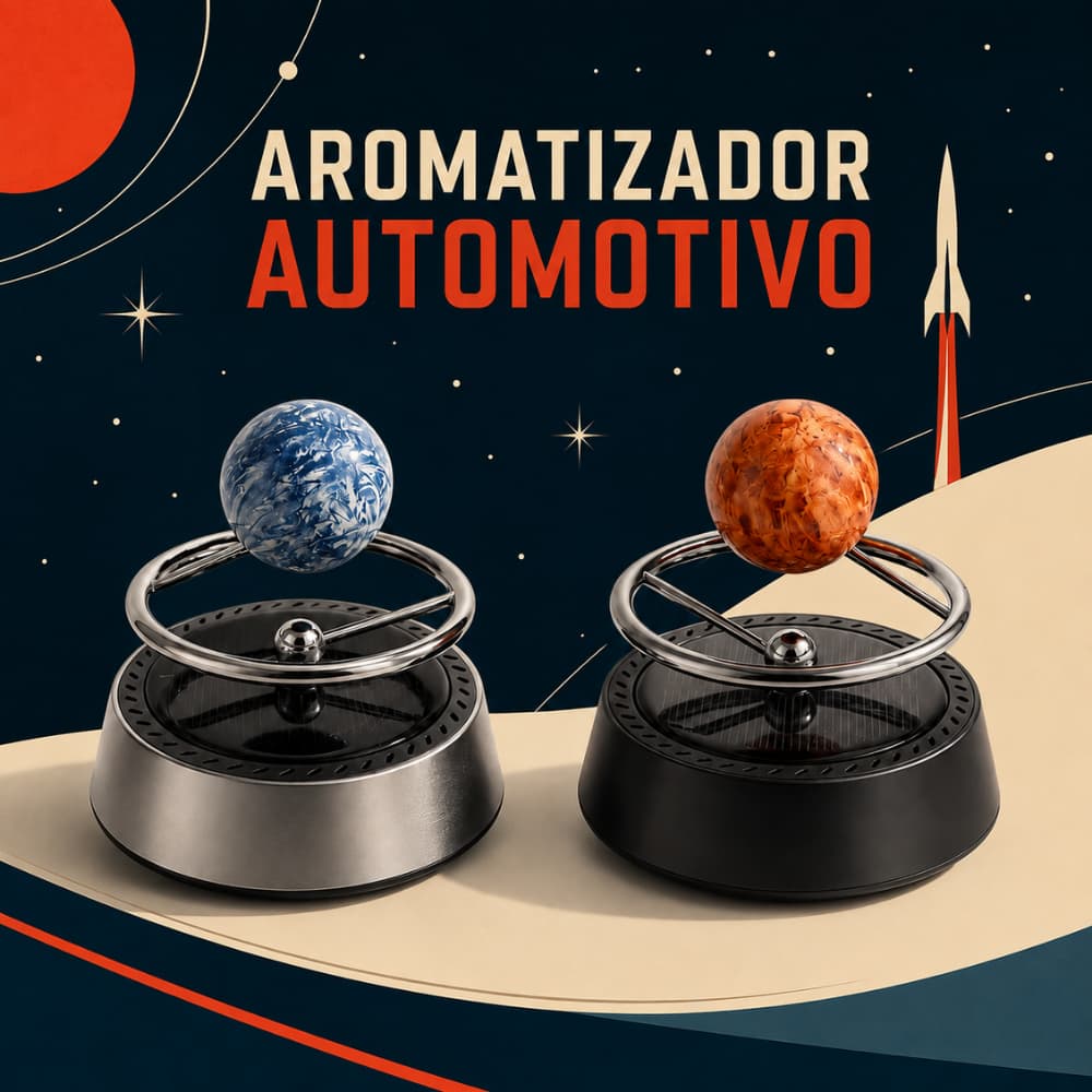 Aromatizador para Carro Planeta Giratório 360° Solar Painel Difusor Veicular Cheirinho Decorativo