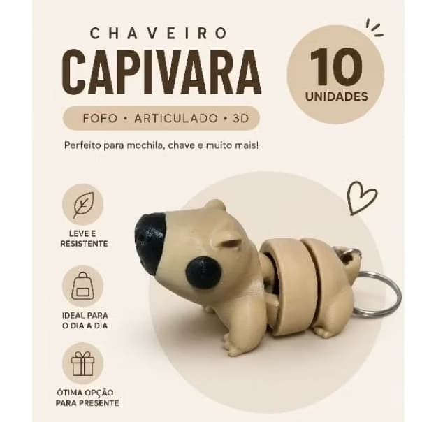 Kit 10 Capivaras Articuladas 3D Flexível Item Colecionável Crianças Presente FIdget Antiestresse