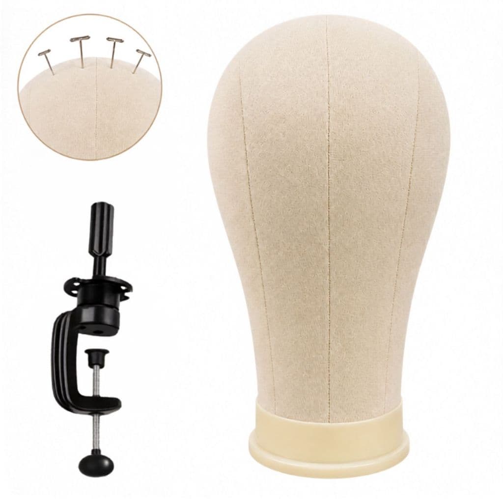Kit Cabeça de Manequim de Lona Para Treino de Perucas com Suporte