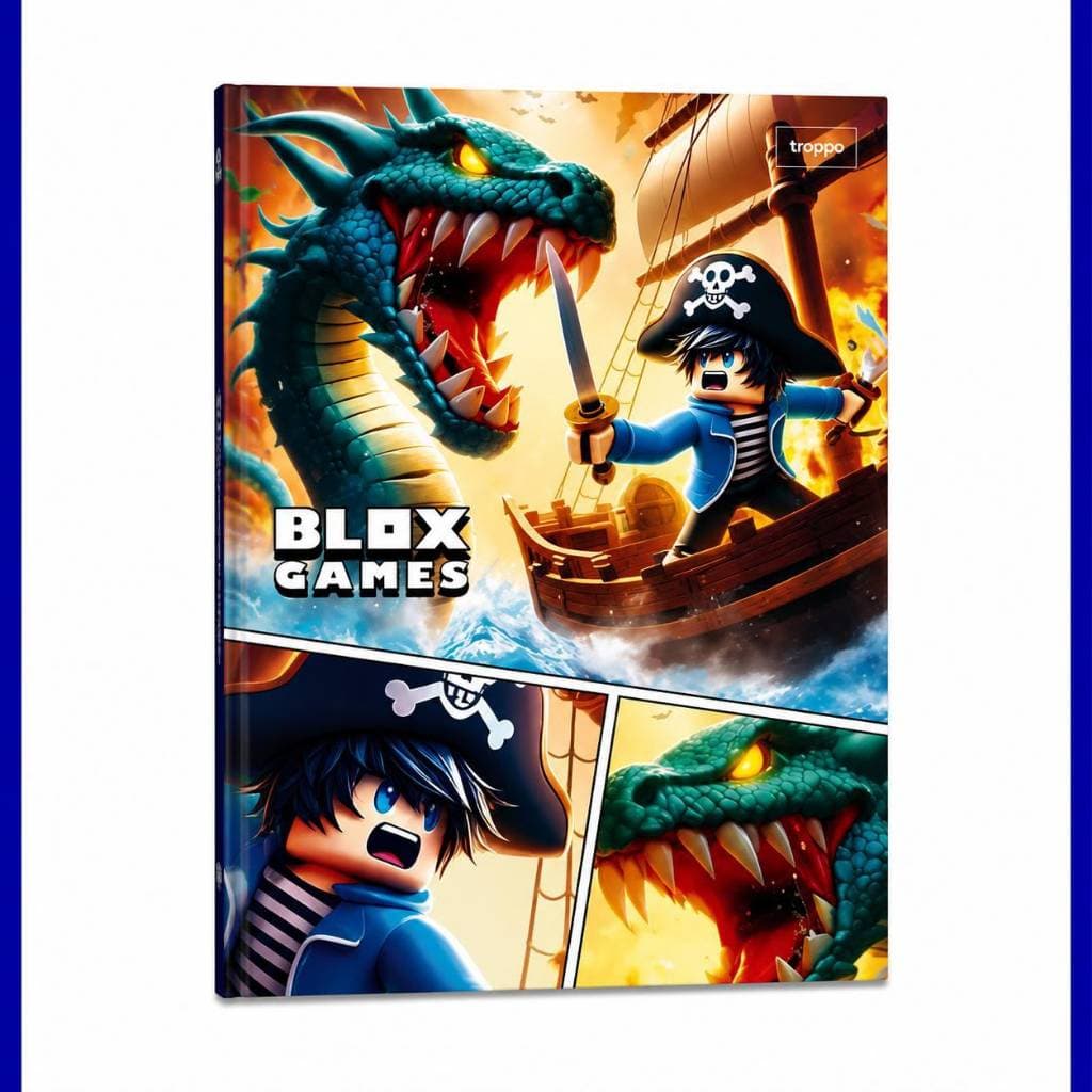 Cadernos Brochura Grande Capa Dura Infantill Escolar 80 Folhas Blox Games  Troppo NÃO TEM MATÉRIA
