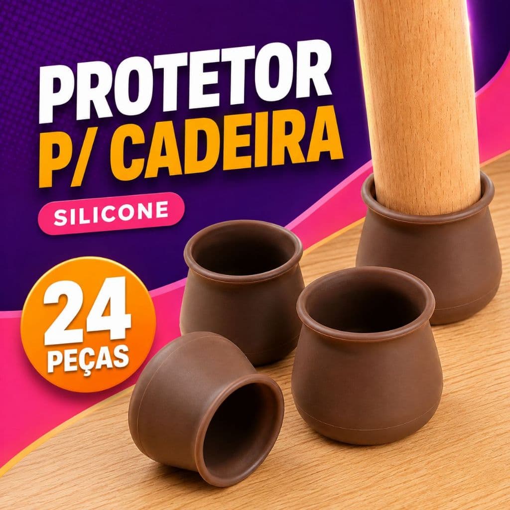 Kit 24 Protetor de Pes Redondo Cadeira Mesa Silicone Antiderrapante Ponteira Perna Moveis Nao Risca