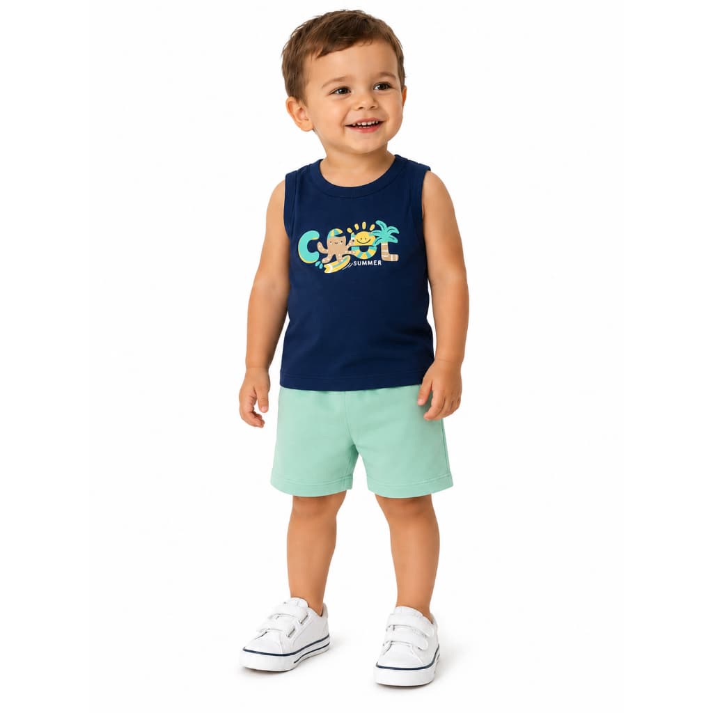 Conjunto Infantil Masculino Brandili Regata e Shorts 100% Algodão