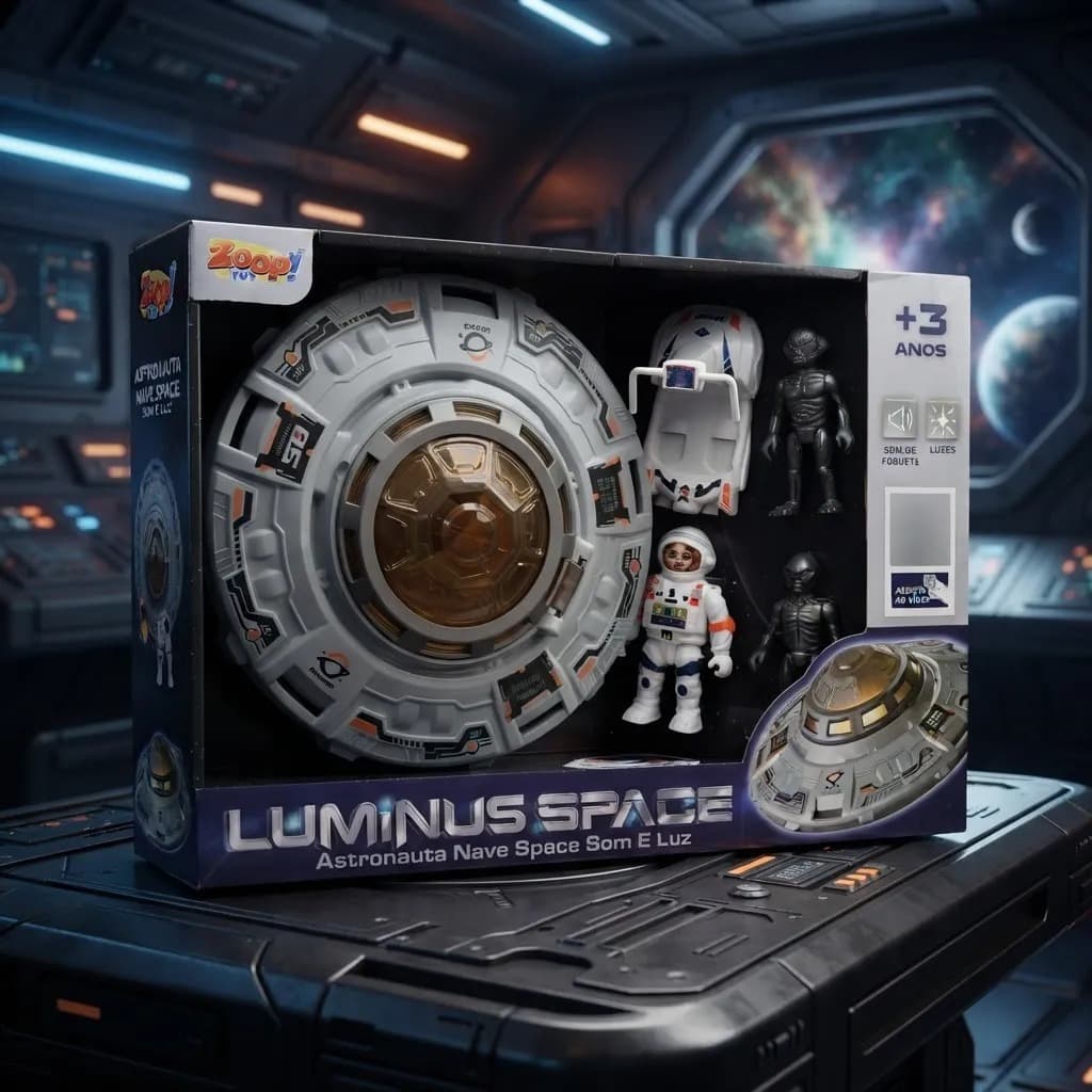 Nave Ufo Espacial Luminus Space Foguete Intergaláctico Com Luz Som e Spray Zoop Toys Galaxias Presente Infantil