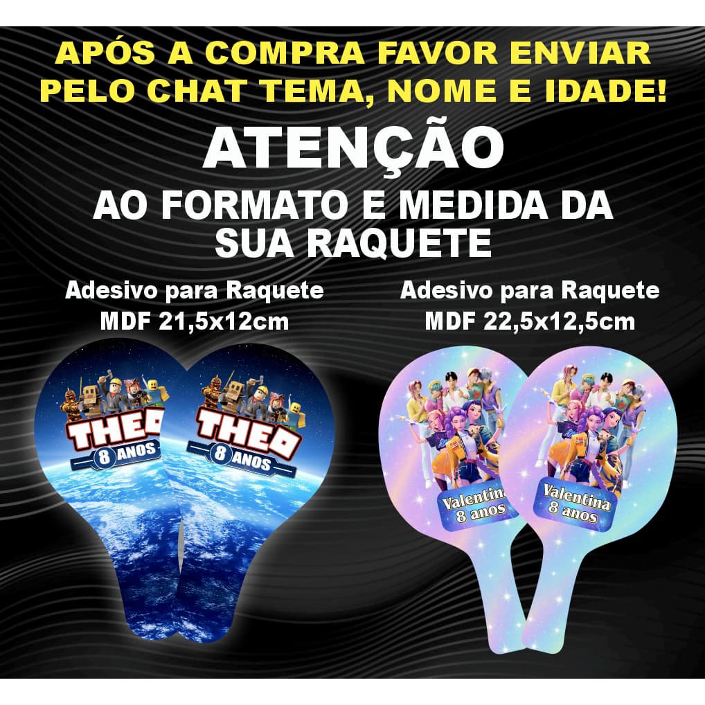 Adesivo Personalizado para Raquete Ping Pong (TODOS OS TEMAS)