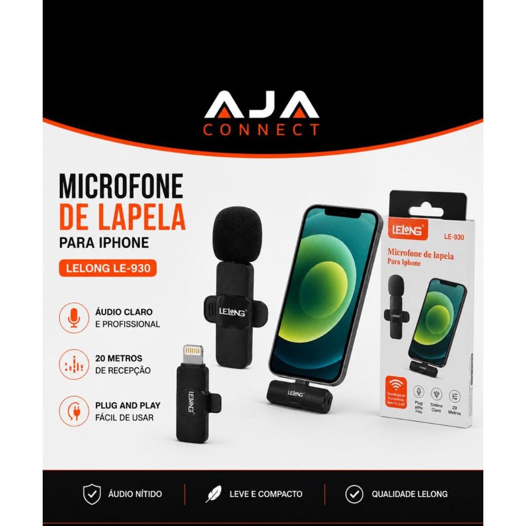 Microfone de Lapela LELONG LE-930 para iPhone