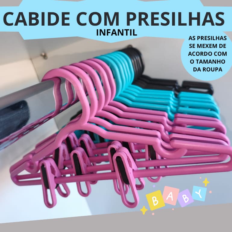 20 CABIDES COM PRESILHAS INFANTIL (CABIDE PEQUENO)-conhecido como cabide saia