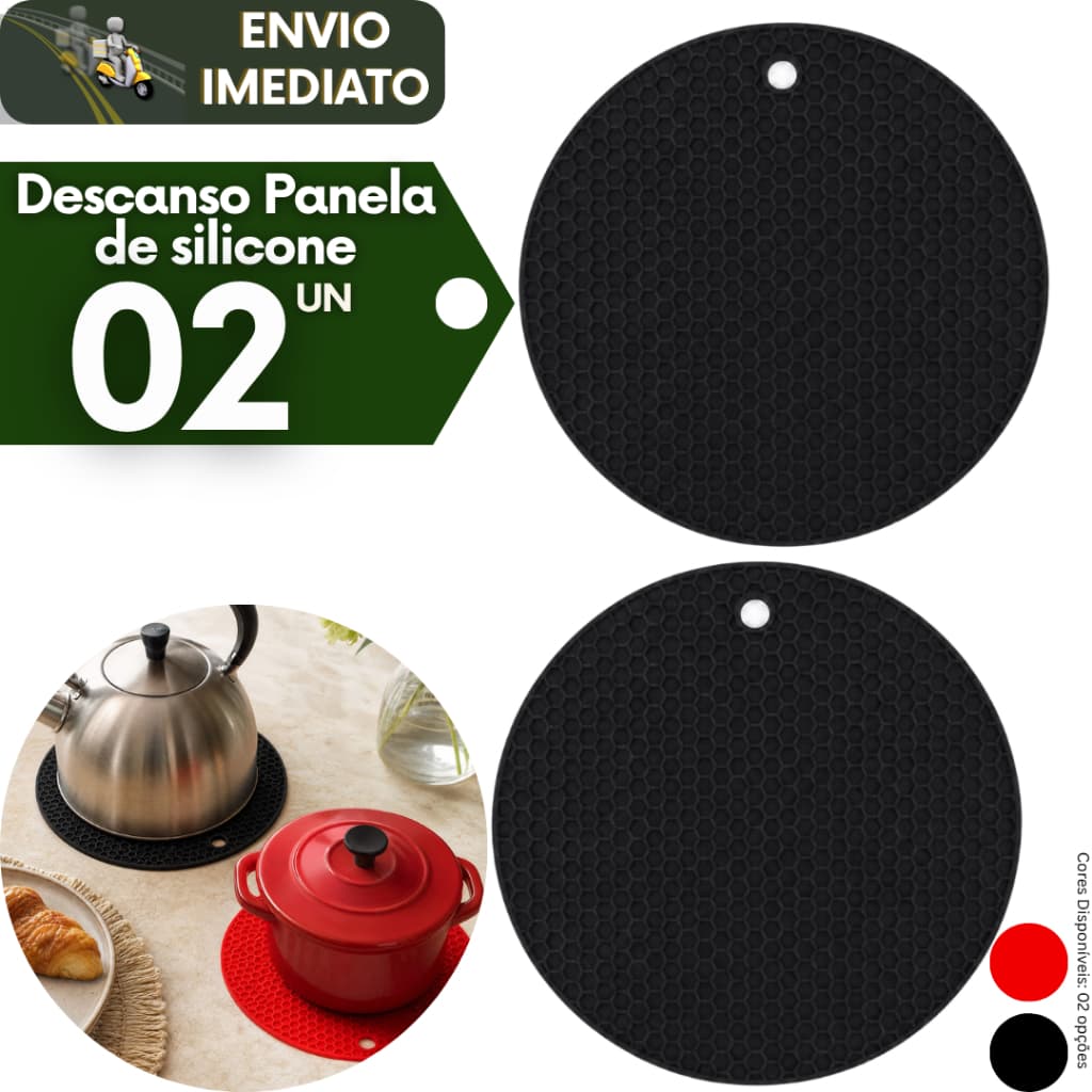 Kit 2 Descanso de Panela Silicone Suporte Protetor Mesa Resistente ao Calor Antiderrapante Cozinha