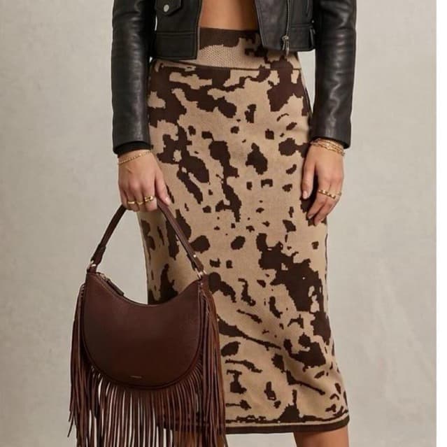 Saia vaquinha animal print COW PRINT tricot Rodeio
