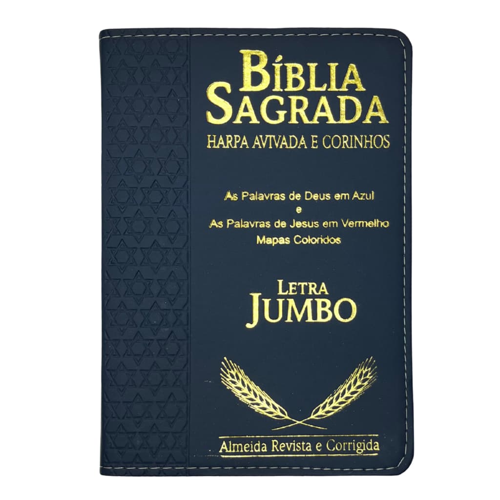 Biblia Sagrada Harpa Letra Jumbo Indice Luxo Azul