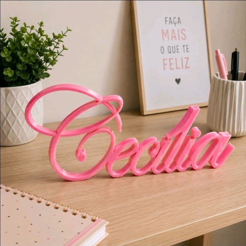 🎀 Nome Cecília Decorativo Rosa Letreiro de Mesa Decoração Quarto Infantil Bebê Menina Presente Delicado