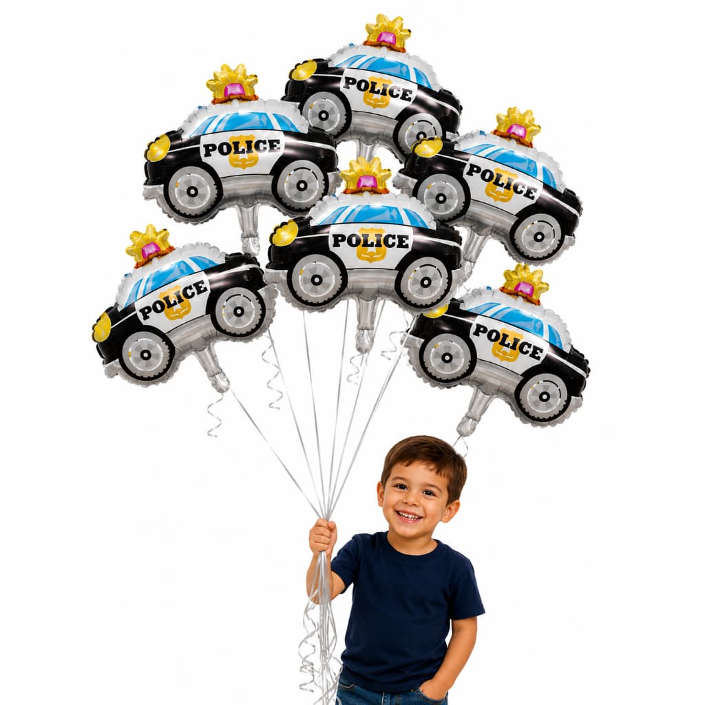 10 Mini Balão Carro Policia Metalizado 30cm Festa Decoração C90530