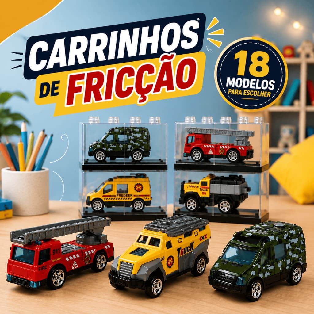 Mini Carrinhos de Fricção em Metal com Caixinha Empilhável Colecionável Brinquedo Infantil Veículo Caminhão Bombeiro