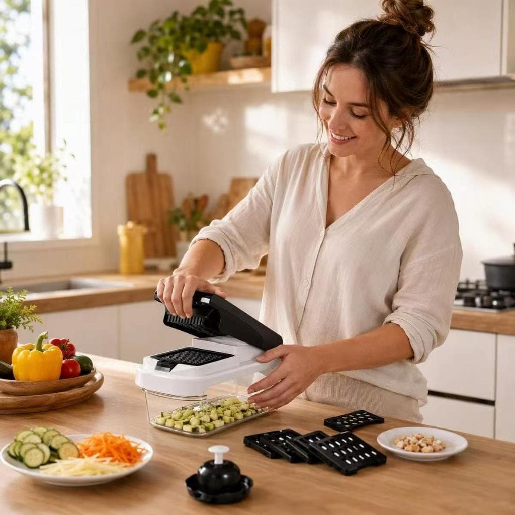 Cortador de Legumes 8 em 1 Multifuncional com Recipiente