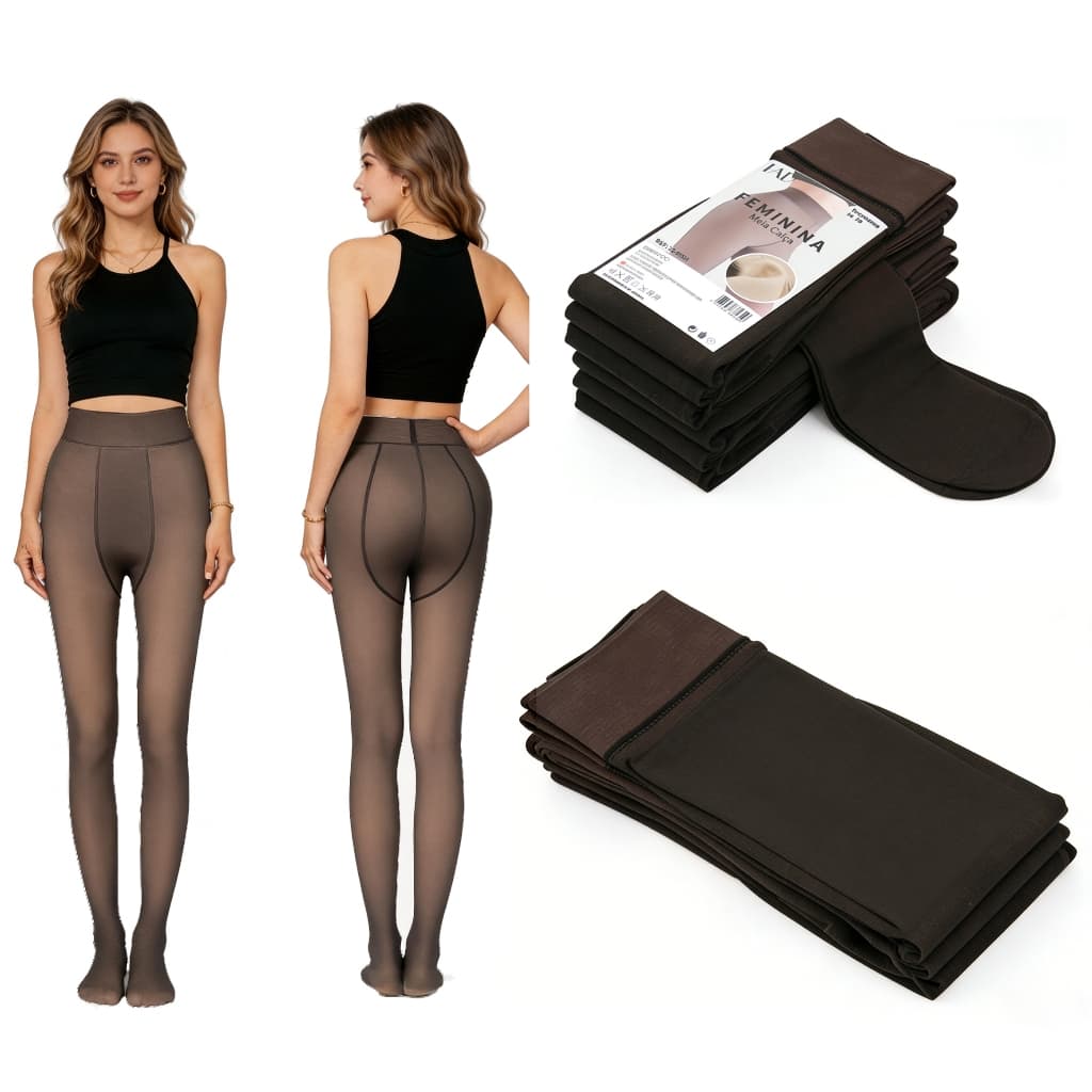 Jcolour Calças femininas transparentes e quentes – efeito pele nua, perfeitas para o inverno