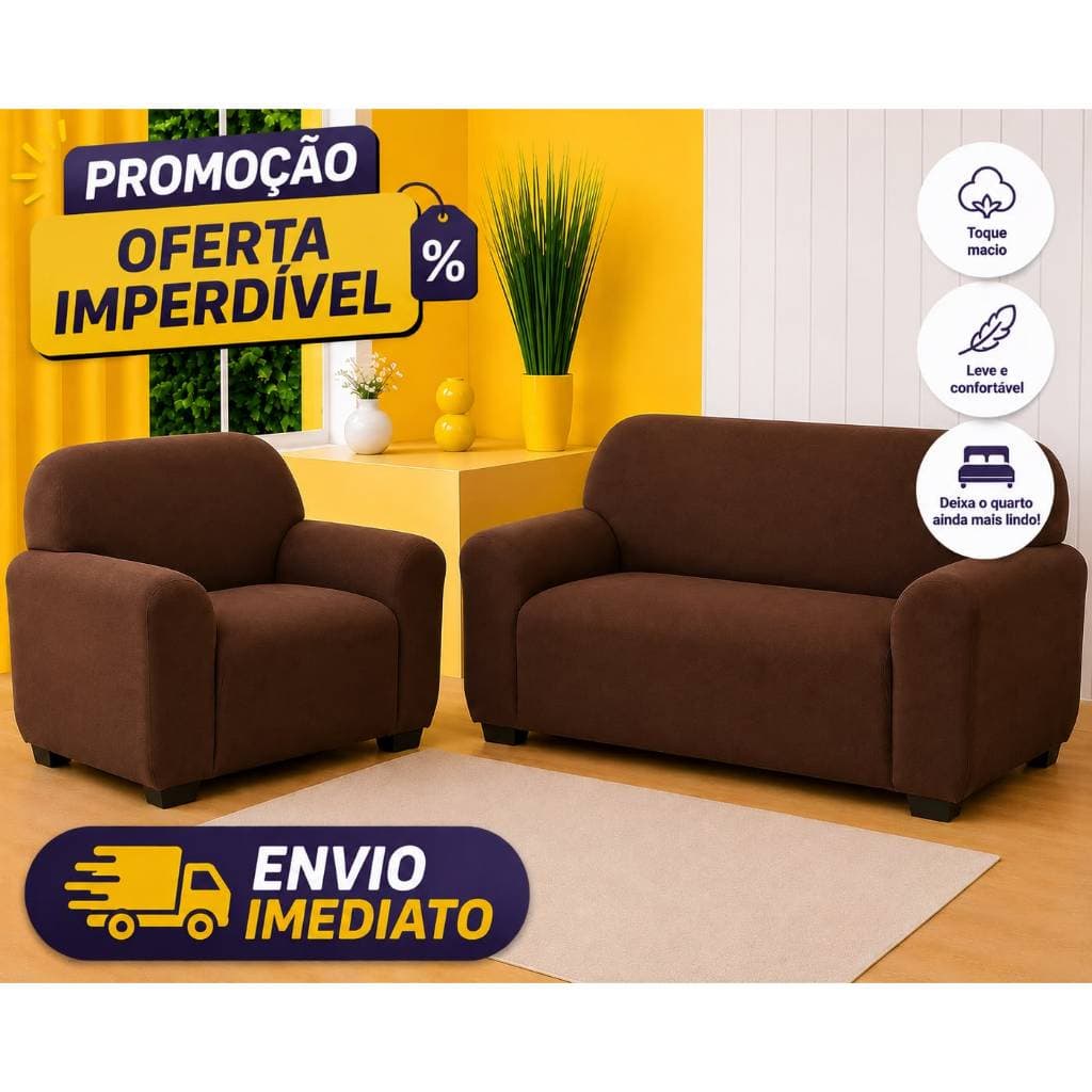 Kit capa para sofá 2 e 3 lugares lisa ligadinha malha gel alta qualidade