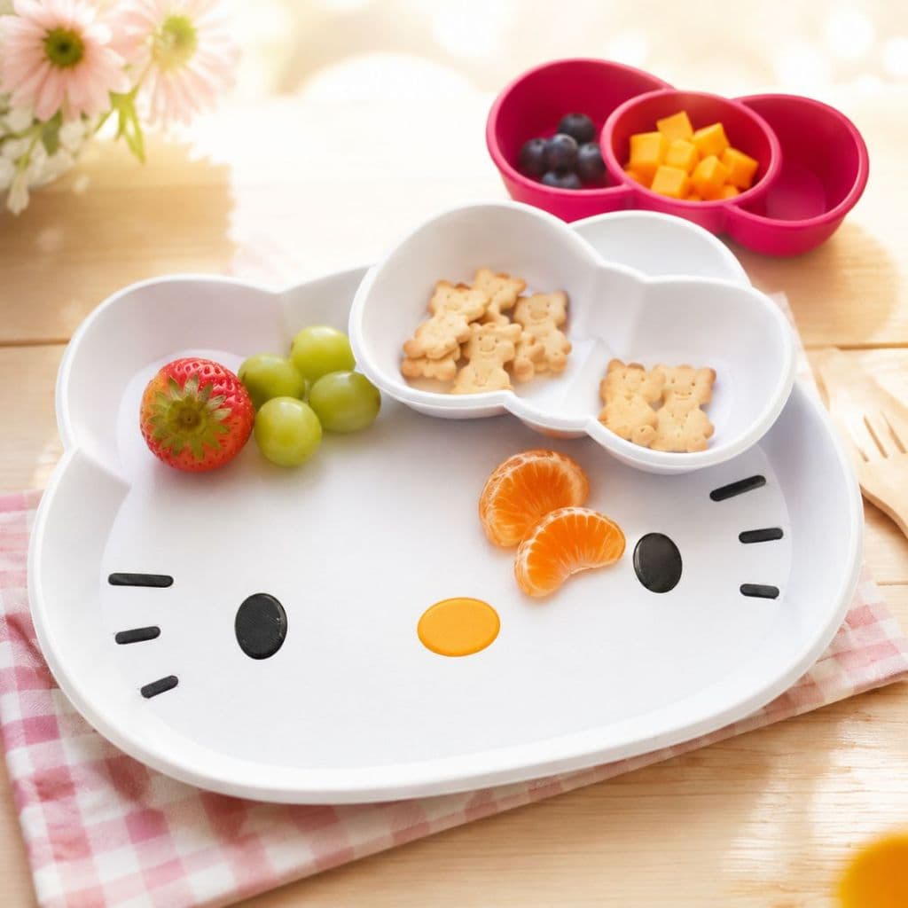 Prato Infantil Hello Kitty Dividido Divisórias Criança Bebê Alimentação Refeição Mesa Louça