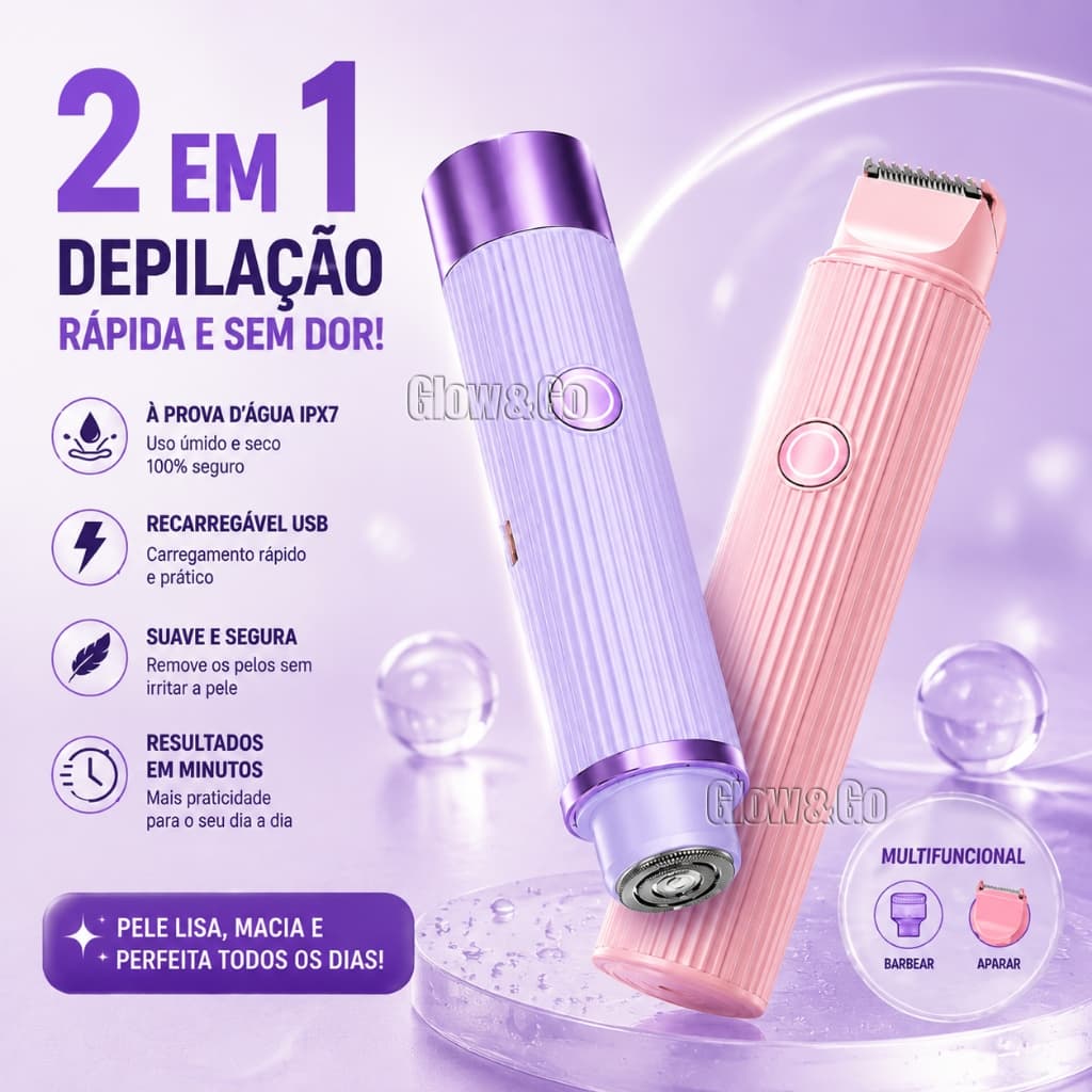 Depilador Elétrico Feminino Recarregável Cabeça Dupla Sem Dor Portátil Removedor De Pelos USB
