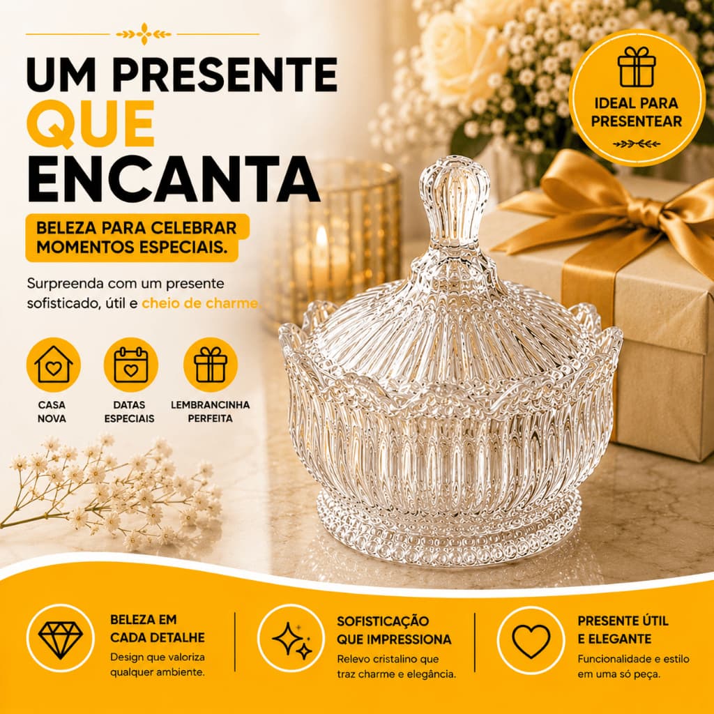 Kit 2 Bomboniere de Vidro com Tampa Latino 250ml Doces Balas Bombons Mesa Posta ENVIO IMEDIATO