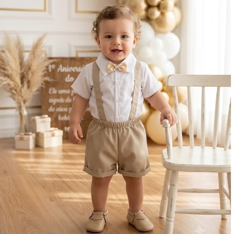 Roupa Social Infantil Menino Suspensório Conjunto Batizado
