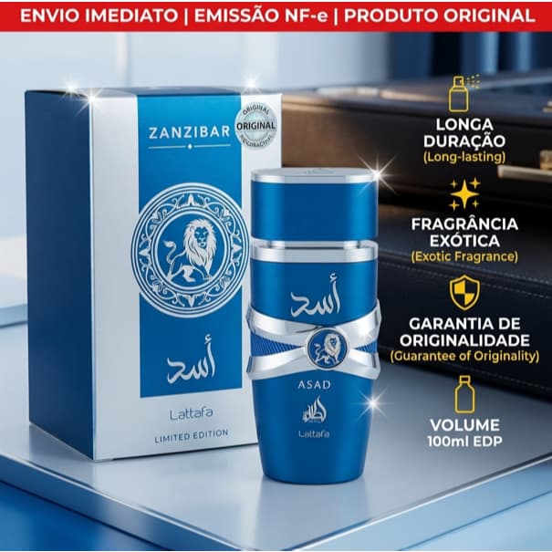 Lattafa Asad Zanzibar EDP 100ml Masculino Original