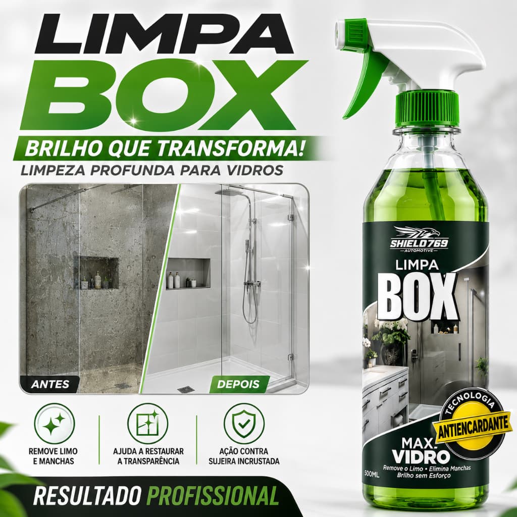 Limpador de Vidro Box Banheiro  - Tira Gordura Sem Esforço - Elimina Calcário