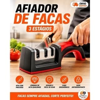 Afiador De Faca 3 Estágios Amolador Profissional Com Afiação Rápida Em Aço Inoxidável