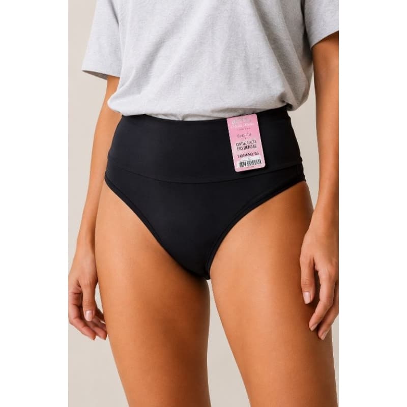 Calcinha Cintura Alta Fio Dental Duplo, não marca roupa, ideal para usar com vestido short e calça