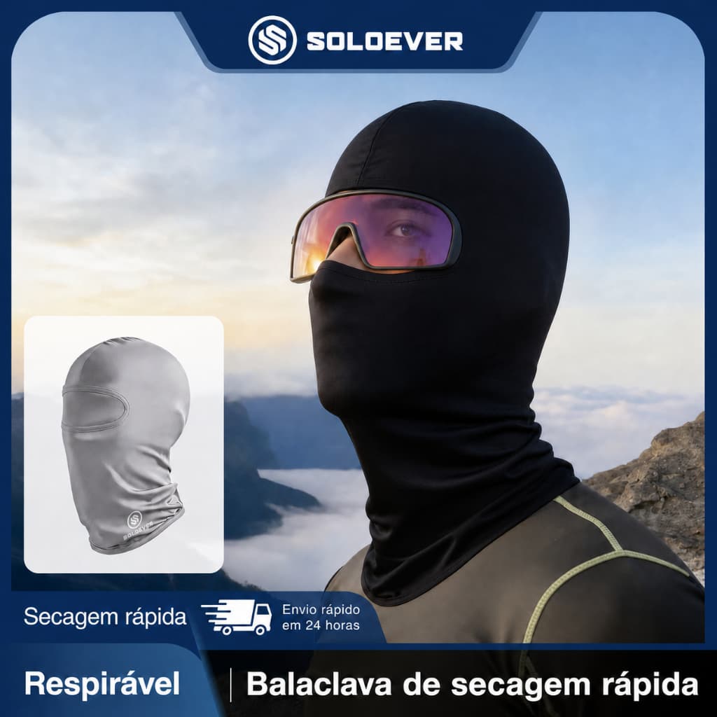 Balaclava SOLOEVER UPF 50+ Máscara Touca Ninja Respirável para Moto Ciclismo Pesca e Esportes