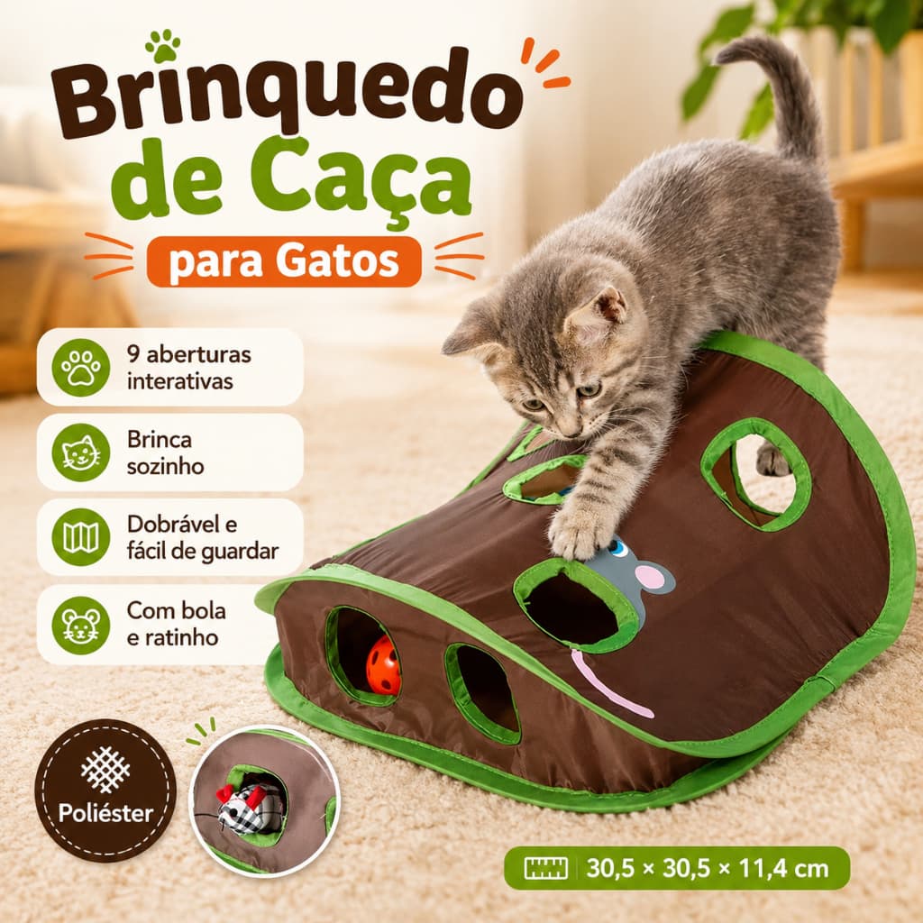 Brinquedo Para Gatos Esconderijo Toca Para Caça Interativo