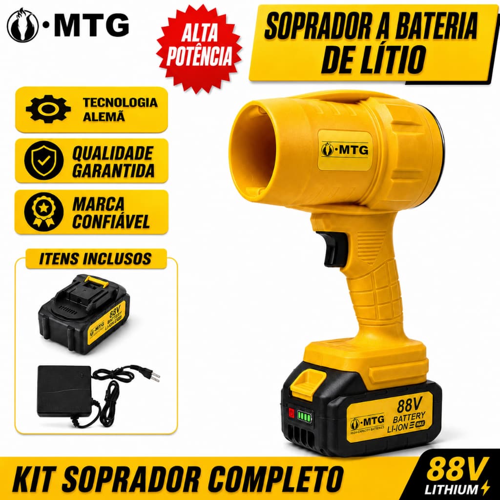 SOPRADOR DE AR 88V 30000 RPM VENTO DE 144 KM/H VARRE FOLHAS LIMPA OFICINA SECA CARRO