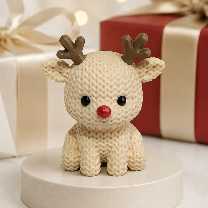 Rena Natalina Decorativa Estilo Amigurumi Enfeite de Natal para Mesa Presente e Decoração Minimalista Luxo