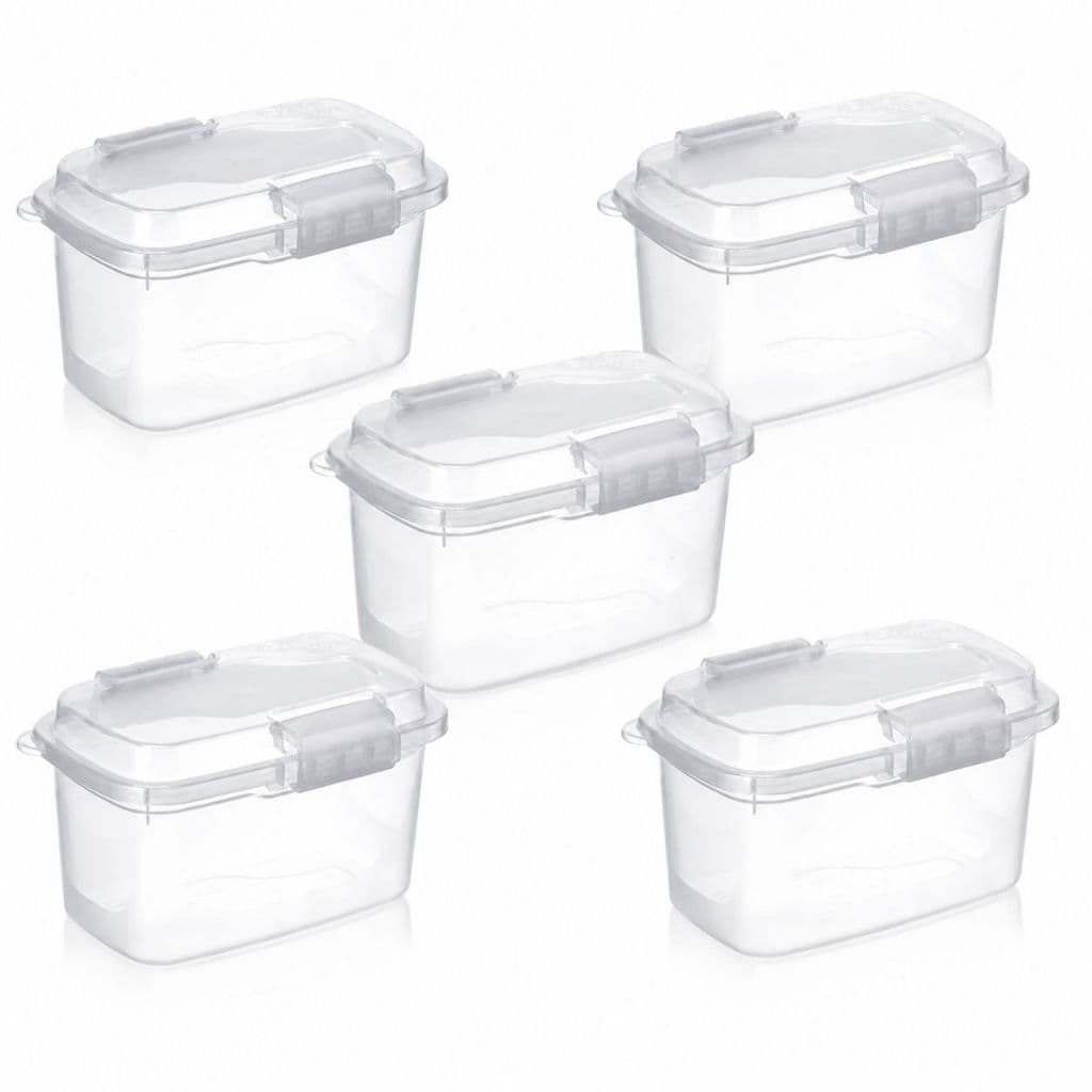 kit  5 potes 850ml em plástico com trava super resistente