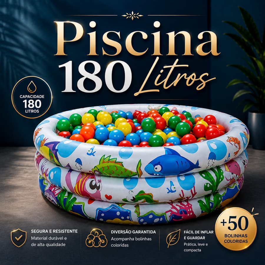 Piscina 180 Litros Inflável Colorida