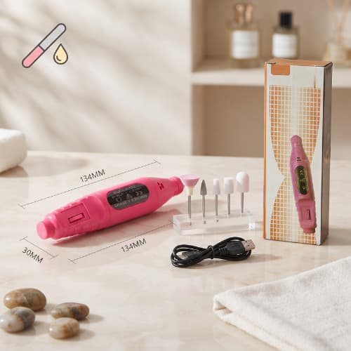 Lixadeira Elétrica Profissional Para Unhas Manicure E Pedicure Kit Completo Portátil Com Brocas Bivolt Cores Sortidas