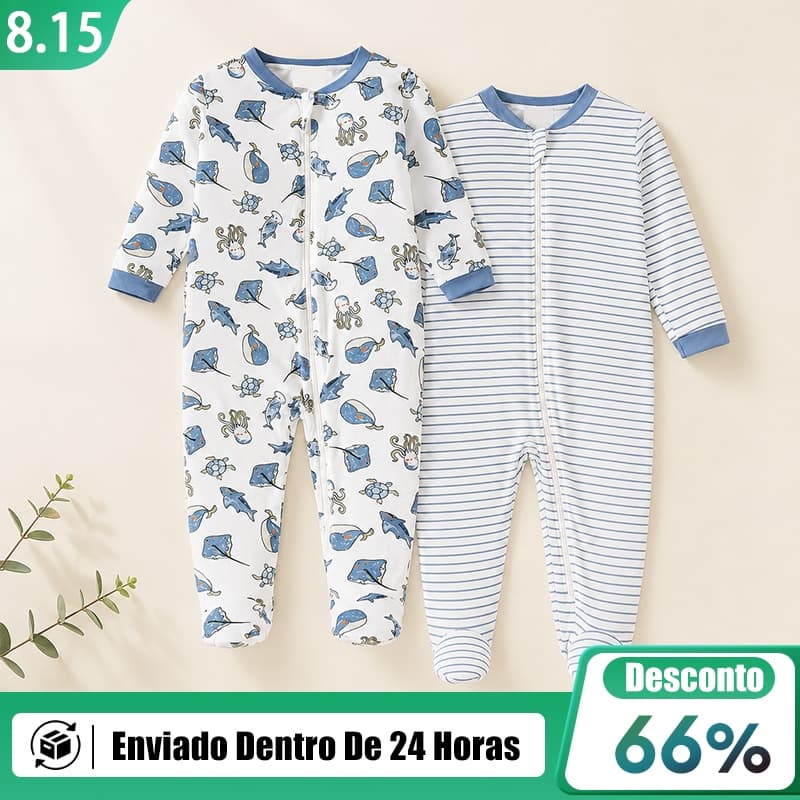 Macacão Bebê 2 Peças 100% Fibra de Bambu Macio Roupa Infantil Recém Nascido