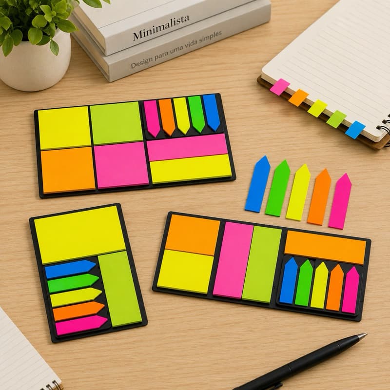 Marcador Adesivo de Páginas Colorido Marca Página Post-it Blocos Lembrete