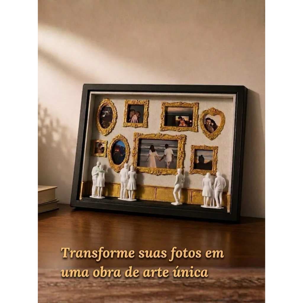 Quadro Retrato Mini Museu do Amor 21x17 cm Personalizado para Namorados Família Presente Romântico com Molduras